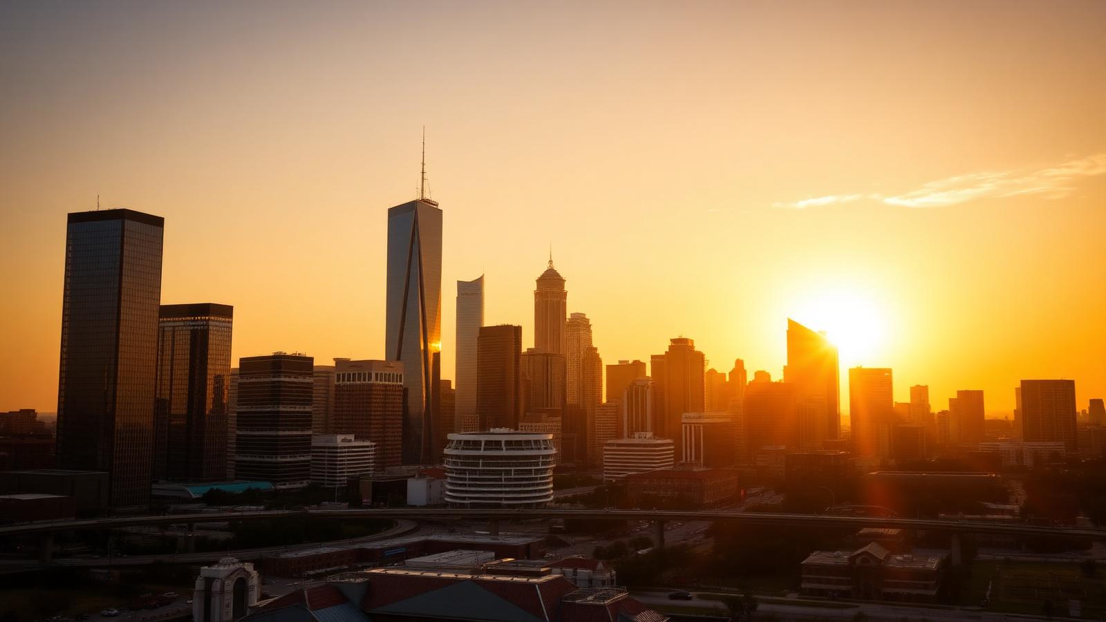 Houston, Texas skyline at sunset